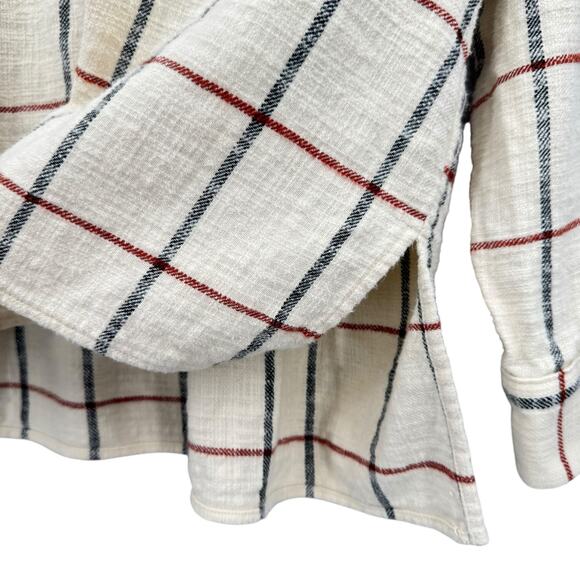 Madewell Cream Windowpane Flannel Oversized Ex-Boyfriend Long Sleeve Shirt - Picture 8 of 14